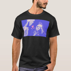 Schattige roze en Paarse skelet met poes - speels T-shirt