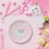 Schattige Roze en Turquoise Llama Papier Bord (Feest)