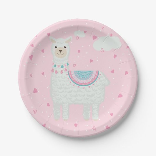 Schattige Roze en Turquoise Llama Papier Bord (Voorkant)