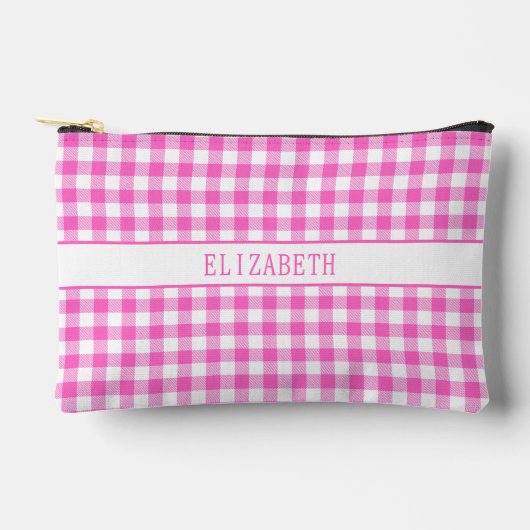 Schattige Roze en Wit Gingham Plaid Pattern Etui (Voorkant)