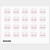 Schattige Roze en Wit Japans Kitty Cat Ronde Sticker (Vel)
