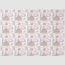 Schattige roze en wit kattenweefselpapier