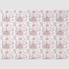 Schattige roze en wit kattenweefselpapier tissuepapier