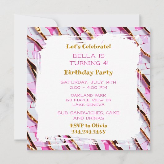 Schattige roze en witte drakenmeisje verjaardagsfe kaart (Achterkant)