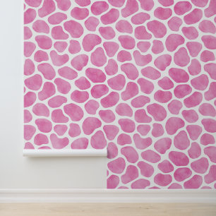 Schattige Roze en Witte Giraffe Patroon Behang