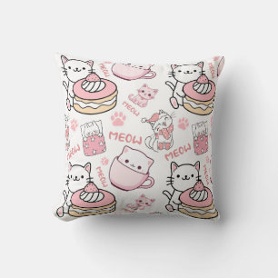 Schattige roze en witte kattenliefhebbers kussen