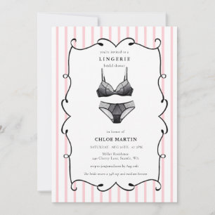 Schattige roze en zwart lingerie Vrijgezellenfeest Kaart