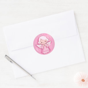 Schattige Roze Engel voor Dochter Ronde Sticker