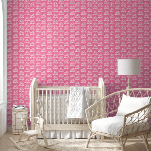 Schattige Roze Fiets Herhalingspatroon Behang