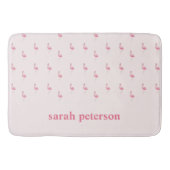 Schattige roze flamingo aangepaste naam roze badmat (Voorkant)