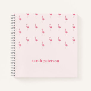 Schattige roze flamingo aangepaste naam roze notitieboek