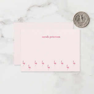 Schattige roze flamingo aangepaste naam roze notitiekaartje
