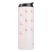 Schattige roze flamingo aangepaste naam roze thermosbeker (Gedraaid links)