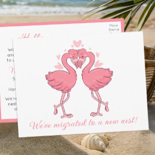 Schattige Roze Flamingo Adreswijziging Tropische L Briefkaart