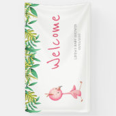 Schattige roze Flamingo Baby shower Welkom Spandoek (Verticaal)