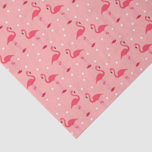 Schattige Roze Flamingo en Stippen Patroon Tissuepapier (Detail)