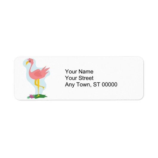 schattige roze flamingo in de tuin etiket (Voorkant)