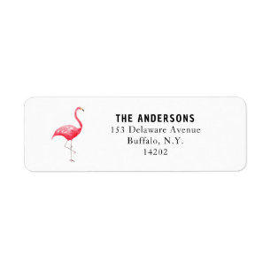 Schattige roze flamingo met de hand geïllustreerd etiket