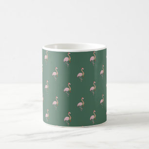 Schattige Roze Flamingo Met Kerstman Hoed,Groen Koffiemok