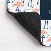 Schattige roze flamingo-monogram muismat (Hoek)