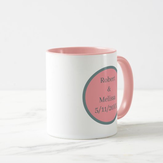 Schattige roze flamingo namen toevoegen Trouwdatum Mok (Voorkant rechts)