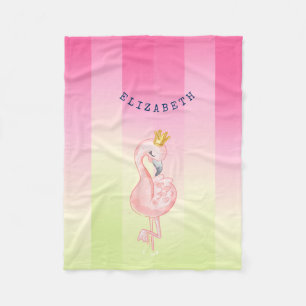 Schattige Roze Flamingo Ombre Gestreepte Fleece Deken