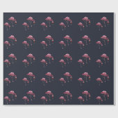 Schattige Roze Flamingo patroon Wijndrinker Cadeaupapier (Vlak)