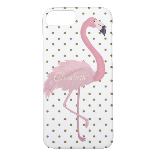 Schattige roze flamingo, Polka Dots-Personalized Case-Mate iPhone Case (Achterkant)