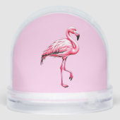 Schattige Roze Flamingo Sneeuw Wereldbol Sneeuwbol (Achterkant)