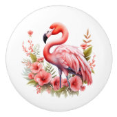Schattige roze flamingo strandhuis keramische knop (Voorkant)