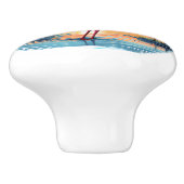 Schattige roze flamingo strandhuis keramische knop (Zijkant)