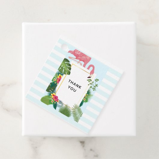 Schattige roze flamingo tropisch thema dank u bedankjes labels (In situ)