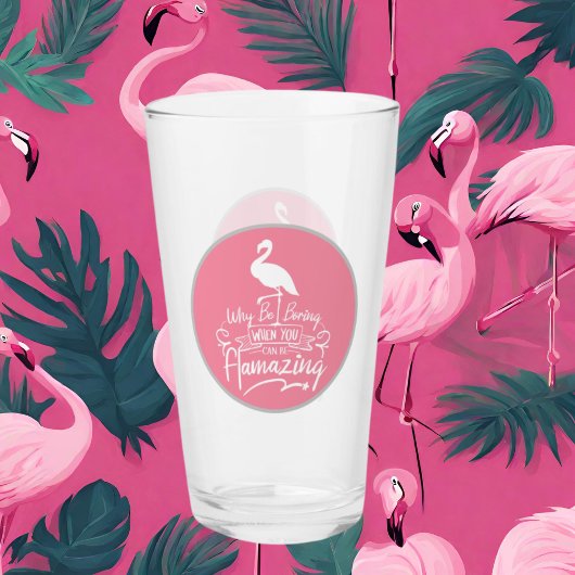 schattige roze flamingo woordkunst glas