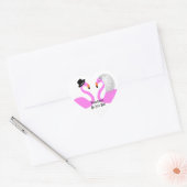 Schattige roze flamingo's bruid & bruidegom bruilo hart sticker (Envelop)