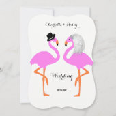 Schattige roze flamingo's bruid & bruidegom bruilo kaart (Voorkant)