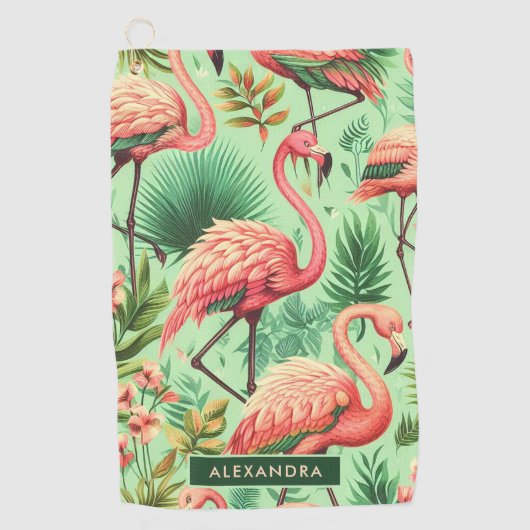  Schattige roze flamingo's Golfhanddoek (Voorkant)