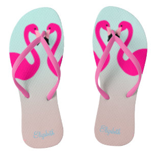 Schattige roze flamingos in liefde teenslippers