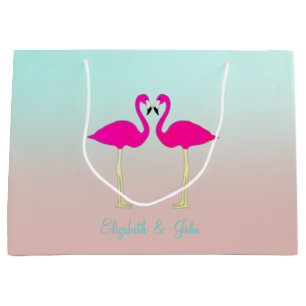 Schattige roze flamingos op maat van liefde large cadeautasje