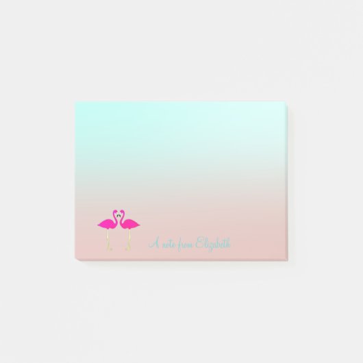 Schattige roze flamingos op maat van liefde post-it® notes (Voorkant)