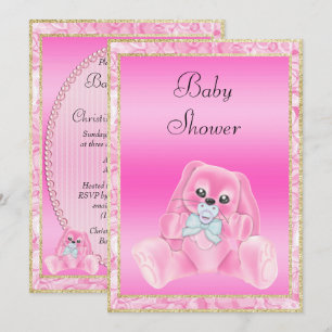 Schattige Roze Flaporen Konijn Baby Shower Kaart