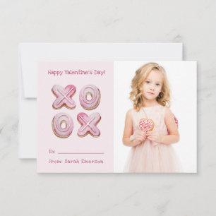 Schattige Roze Foto Valentijnsdag Notitiekaartje