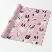 Schattige roze Frans Bulldog hart inpakpapier (Uitgerold)