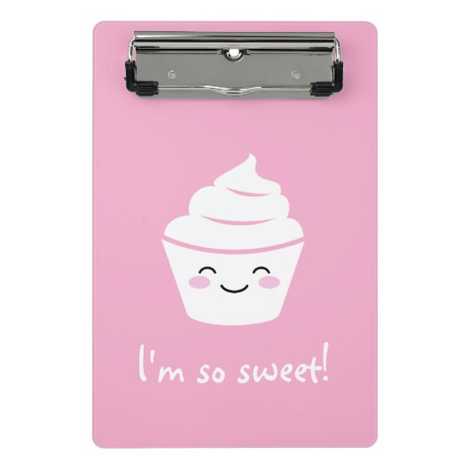 Schattige roze geanimeerde cupcake mini klembord (Voorkant)
