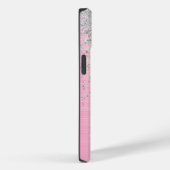 Schattige Roze Geborsteld Metaal Zilver Glitter Mo Case-Mate iPhone Case (Achterkant / Rechts)