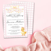 Schattige Roze & Geel Duckling Baby shower Uitnodi Kaart