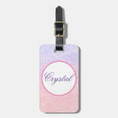 Schattige Roze Gepersonaliseerde Naam Glitter Trav Bagagelabel (Voorkant verticaal)