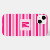 Schattige Roze Gestreept Ontwerp Enig Initiaal Case-Mate iPhone Case (Achterkant (horizontaal))
