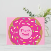 Schattige roze gestrooid donut kind verjaardagsfee bedankkaart (Staand voorkant)
