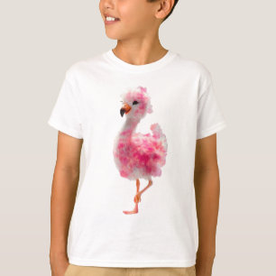 Schattige Roze Gevlekte Fluffy Flamingo Kuiken Kin T-shirt