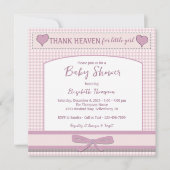 Schattige roze gingham meisje Baby shower Kaart (Voorkant)